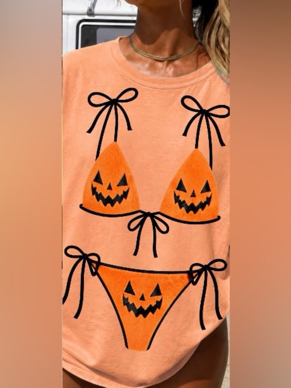 Halloween Pumpkin Bikini Graphic Tee